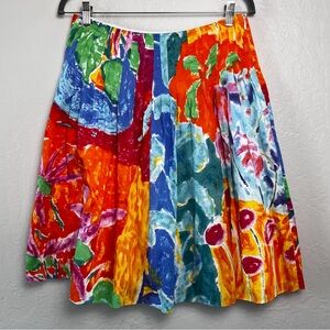 Lauren Ralph Lauren Vibrant Watercolor Print A-Line Skirt Size 6 Bright Artsy
